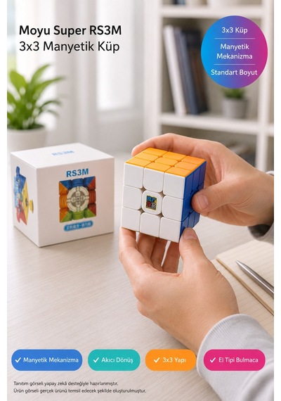 Moyu Super Rs3m 3x3 Manyetik Hız Küpü Stickerless 9 Kademeli Ayarlanabilir Speed Cube Mf8828 5,6 Cm