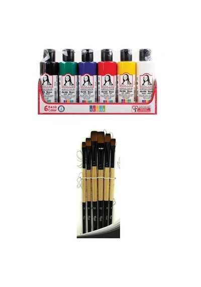 Akrilik Boya Multi Set 6x70ml + Fırça Set 6