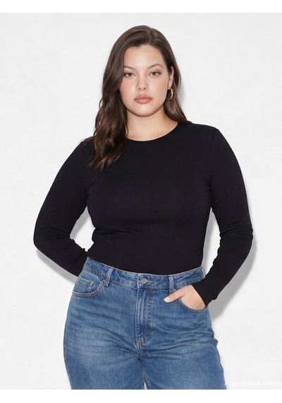 Lcwaıkıkı Basic Siyah Bisiklet Yaka Kadın Body