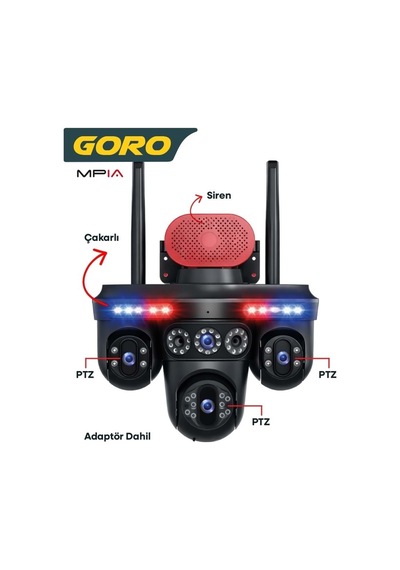Mpıa Goro 16 Mp 4 Lensli 3 Ptz Dijital Zoom Wi-fi Güvenlik İp Kamera