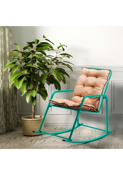 Retodesign Minderli Turkuaz Metal Sallanan Sandalye/ Bebek Emzirme Koltuğu/baba Koltuğu