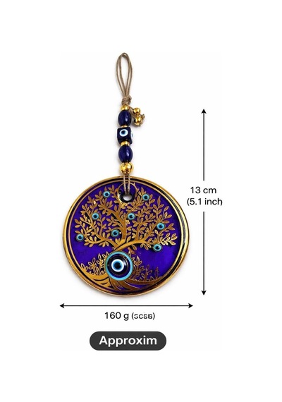 Cam Nazar Boncuklu Duvar Süsü Hayat Ağacı Desenli El Yapımı Mavi Cam Evil Eye Ev & Of Belirtilmemiş