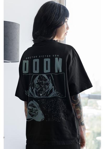 Doctor Doom Süper Film Kahraman Sırt Baskılı Unisex Oversize Tişö Siyah