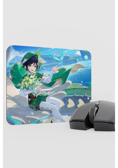 Venti Genshin Impact Anime Gacha V2 - 22x18 Gaming Mouse Pad Fare Altlığı