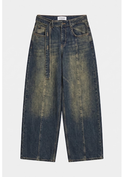 it's basic Kadın Tint Kot Rengi 2w6-11 Baggy Kemerli Orta Bel Denim Jean Kırmızı