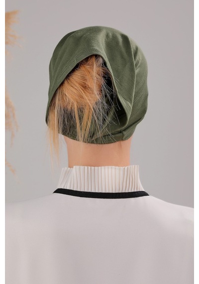 Melodi Scarf Tesettür Hazır Pratik Geçme Boru Bone Haki Haki