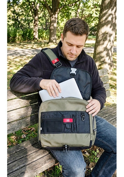 Ful - Parkway Haki/siyah Gündelik Laptop Messenger Postacı Omuz Çantası Haki-siyah
