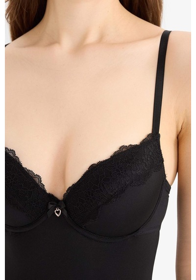 DeFacto Yarım Dolgulu Dantel Detaylı Bodysuit-Fall in Love D8168AX25SPBK81