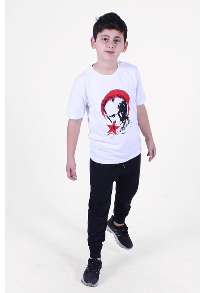 Fyk Kids Atatürk Baskılı Imzalı Unisexs Takım Beyaz
