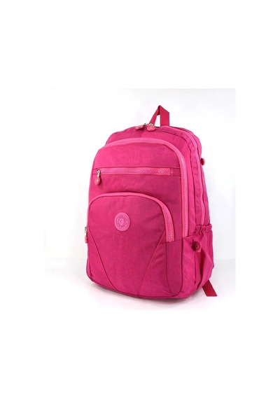 Krinkıl Su Geçirmez Kumaş Büyük Boy Unisex Laptop Okul Seyahat Günlük Sırt Çantası Pembe
