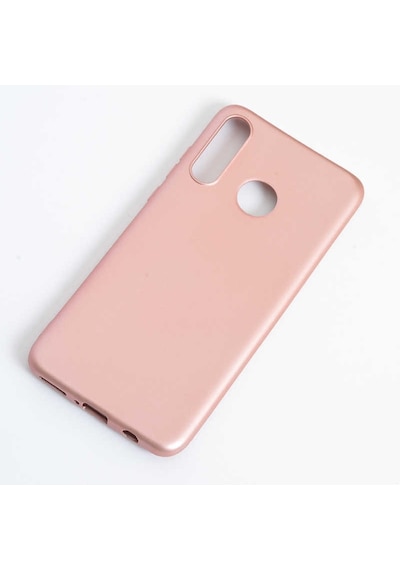 Noktaks - Huawei Uyumlu Huawei P30 Lite - Kılıf Mat Renkli Esnek Premier Silikon Kapak - Gold
