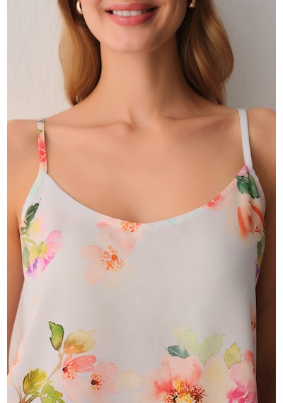 Suwen Flora Atlet Şort Pijama Takımı Sh26519667956 Mavi