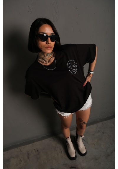 Technomonkey Unisex Siyah Oversize Ördek Baskılı Techno Tişört