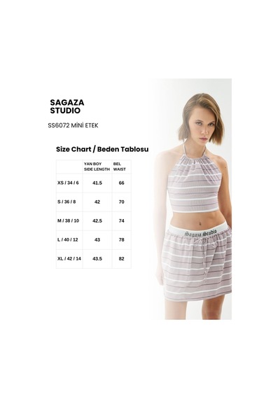 Sagaza Studio Ss6072 Beli Lastikli Bağlamalı Mini Etek Bordo