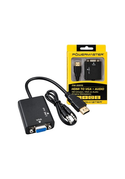 Powermaster Pm-32015 Hdmı To Vga + Audio Ses Destekli Aktif Dönüştürücü Çevirici Adaptör