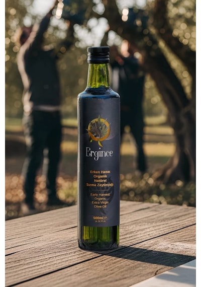 Ergince Organik Erken Hasat Natürel Sızma Zeytinyağı Soğuk Sıkım 0,18 Asit Premium Lezzet 500 Ml
