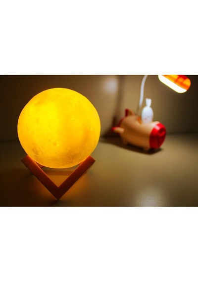 Genel Işık Kasabası 133 Tepe Lambalı Kalem Traşlı Pembe Uçak Masa Lambası Ve 3 D Led Küre Sarı Gece Lambası