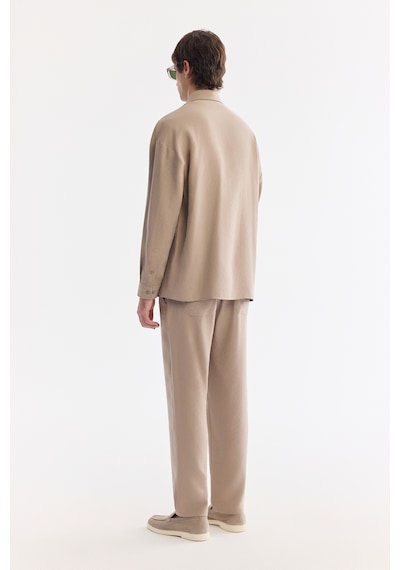 Avva Erkek Bej Alttan Britli Yaka Nefes Alan Modal Karışımlı Soft Touch Oversize Fit Gömlek A61y2168