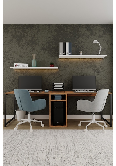 Twin 2 Kişilik Raflı Çalışma Masası Ofis Bilgisayar Masası - Atlantik Çam Atlantik Çam Twin 2 Kişilik Raflı Çalışma Masası Ofis Bilgisayar Masası - Atlantik Çam Atlantik Çam