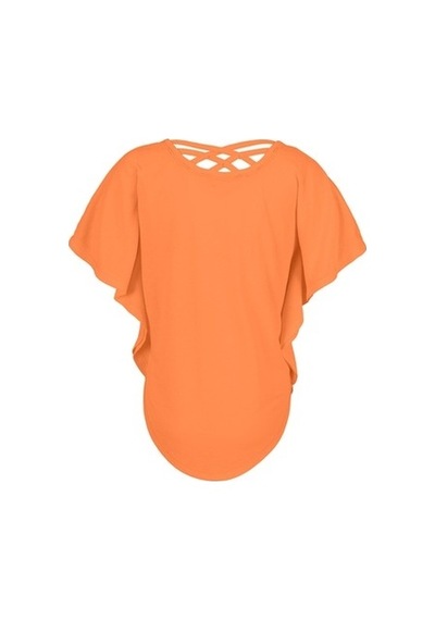 Brz Kids Sim Baskılı Neon Turuncu Kız Çocuk Yarasa Kollu T-Shirt. Turuncu