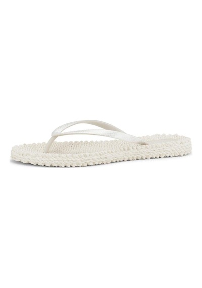 Ilse Jacobsen Creme Cheerful01 - Krem Simli Parmak Arası Terlik-6947 Krem