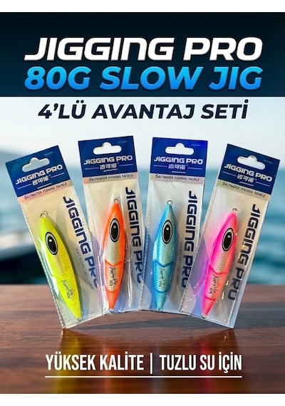 80g Slow Jig 4'lü Avantaj Seti - Tuzlu Su İçin Yüksek Kalite Suni Yem