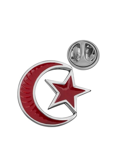 Ay Yıldız Gümüş Rozet 925 Ayar Çok Renkli