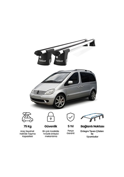 Trio-ı Mercedes-benz Vaneo 2002-2005 Uyumlu Kilitli Ara Atkı 135cm Port Bagaj Tavan Barı