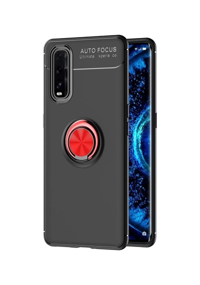Find X2 Kılıf Range Yüzüklü Silikon - Siyah-kırmızı Bzsxx00 1
