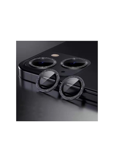Iphone 14 14 Plus 15 15 Plus Birebir İle Uyumlu Kamera Lens Koruyucu Cam, Simli Siyah 50 x 22