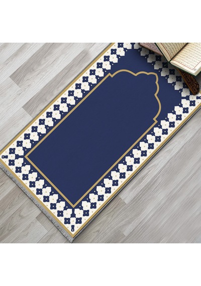 Evaşk Namazlık Dokuma Halı Kaymaz Muslumana Seccade80 x 130 Lacivert EVASK802F66