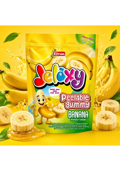 Jelaxy Peelable Muz Aromalı Soyulabilir Yumuşak Şekerleme 65 Gram 12 Adet 1 Kutu