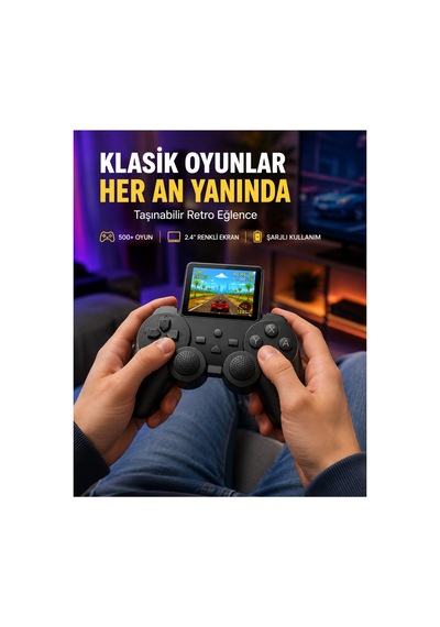 Astraltech 500 Dahili Oyunlu Taşınabilir Retro El Konsolu-2.4 İnç Renkli Ekranlı