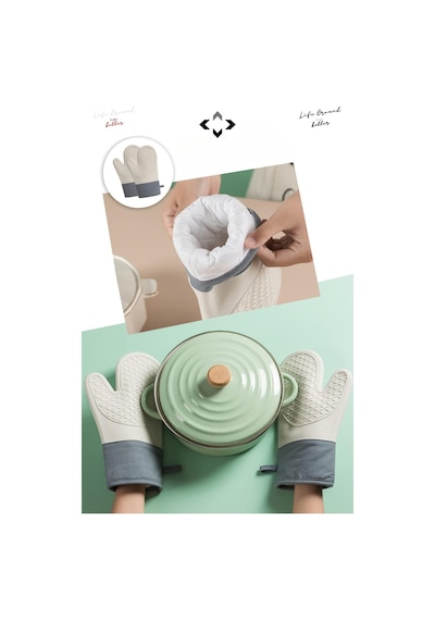 Mucit Home 1 Adet %100 Silikon Yanmaz Yapışmaz Silikon Fırın Eldiveni Mutfak Eldiveni Isıya Dayanıklı Eldiven Karışık Renk