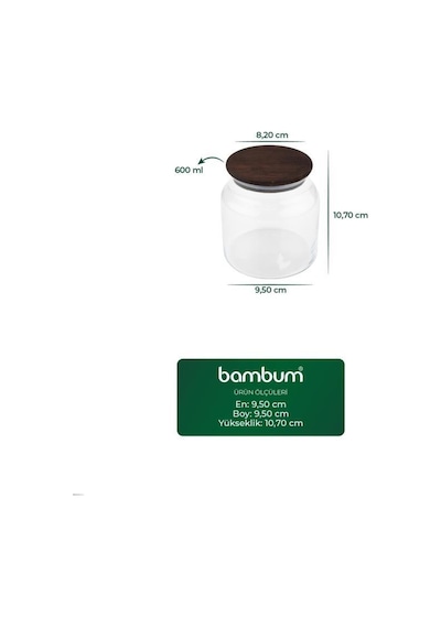 Bambum Nero - Zone - Cam Saklama Kabı 600ml Şeffaf