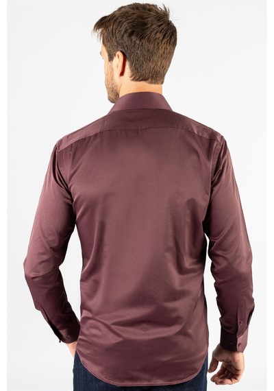 Tudors Modern Slim Fit Düz Saten Erkek Gömlek-23058 Bordo Tudors Modern Slim Fit Düz Saten Erkek Gömlek-23058 Bordo