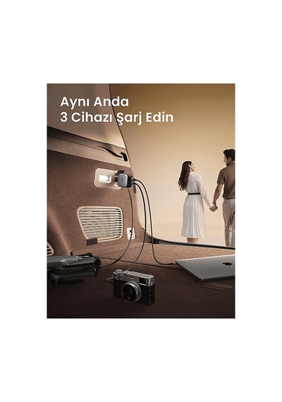 Ugreen 60w Makaralı Dahili Kablolu Hızlı Araç Çakmaklık Şarj Cihazı