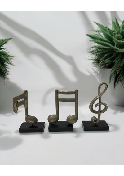 3'lü Müzik Notası Dekoratif Obje - Sarı