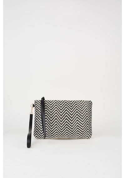 Vivaq Kadın Bellis Balık Sırtı Siyah-beyaz Astarlı Bilek Askılı Portföy El Ve Clutch Çanta Siyah Beyaz