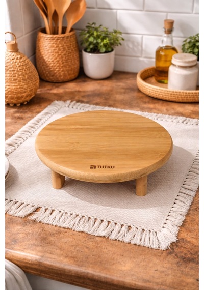 Ayaklı Bambu Sunumluk 24 24 6,5 Cm Bej - 834733007 Bej