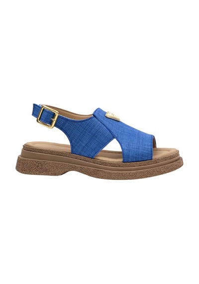 Kadın Rad Koyumavi Keten Bilekten Bağlamalı Sandalet 4 Cm Sn100 001