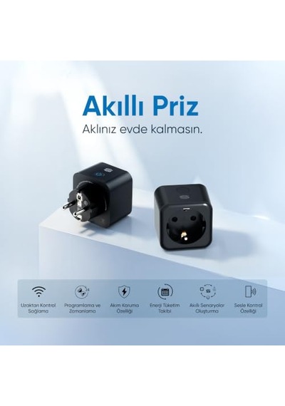 Şımart Akıllı Wi-fi Priz Zaman Ayarlı, Akım Korumalı, Uzaktan Kontrol