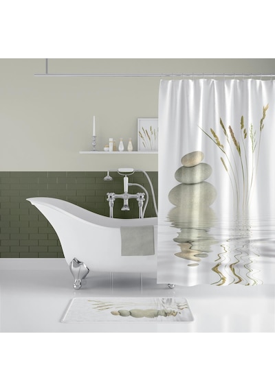 Zethome Stone And Reed Banyo Paspas Ve Tek Kanat Duş Perdesi 1x12 Çok Renkli