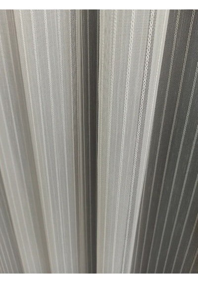 Düz Zincir Keten Zeminli Tül Perde / Ölçünüze Özel Dikim Kırık Beyaz