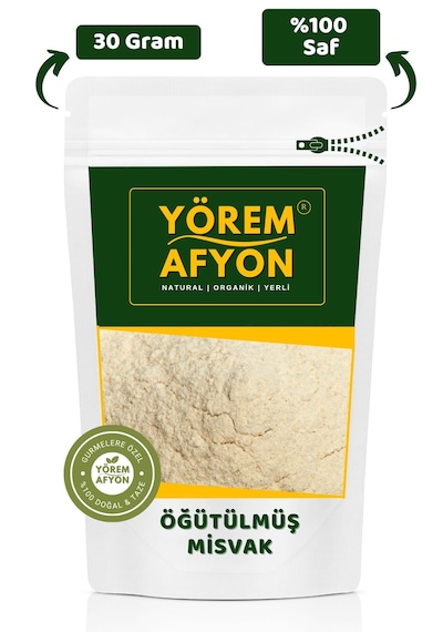 Yörem Afyon %100 Saf Misvak Ağaçlarının Elde Edilen Yenebilir Öğütülmüş Misvak Tozu Salvadora Persica 30gr.