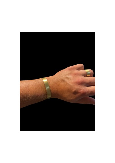 Som Pirinç Bileklik & Yüzük El Yapımı 0.8 Mm Kalınlık, 10 Mm Genişlik Unisex Tasarım Gold