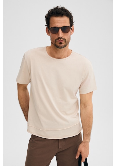 Grimelange Porec Erkek %100 Organik Pamuklu Yuvarlak Yakalı Regular Fit Taş Rengi T-shirt