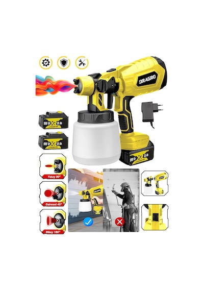 Dragro DRG-BYA999 999 Vf Sarı 20 Ah Çift Akülü Boya Tabancası