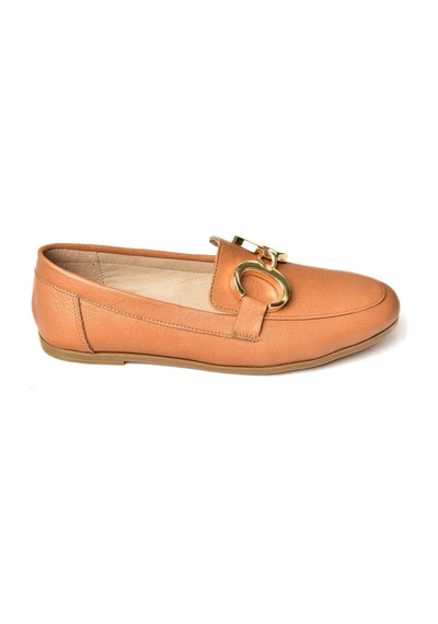Fox Shoes S291070303 Taba Hakiki Deri Kadın Babet Taba