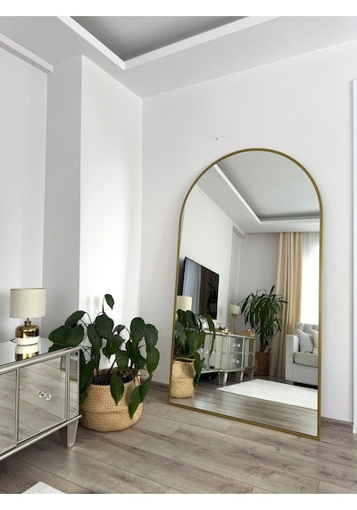 Effe Gold Metal Çerçeveli 180x100 Cm Oval Ayaklı Boy Aynası